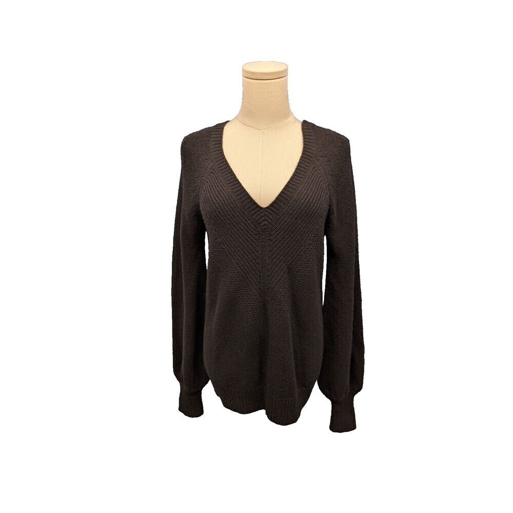 Autumn Cashmere Wool Blend Bishop Sleeve Pullover Vneck Sweater Small